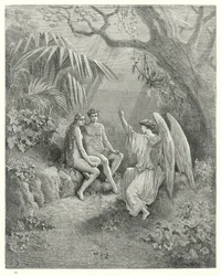 Illustration von Gustave Doré für Miltons Paradise Lost, Buch V, Zeilen 468-470